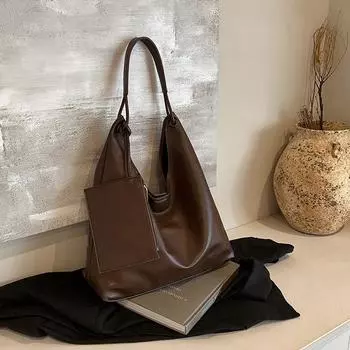 Повседневная ретро сумка большой вместимости женская 2024 новая пригородная универсальная сумка через плечо в иностранном стиле сумка-тоут слэк белый