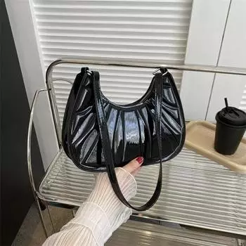 Повседневная ретро сумка через плечо 2024 года, летняя новая модная иностранная сумка подмышкой, сумка-полумесяц, нишевая модная сумка для женщин чёрный