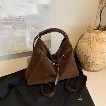 Повседневная ретро сумка-тоут женская большая вместимость модная сумка через плечо легкий рюкзак 38*13*28 коричневый