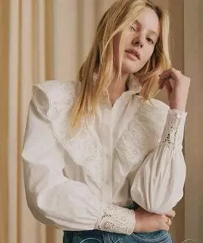 Повседневная рубашка из плотного кружева во французском стиле SEZANE Small белый