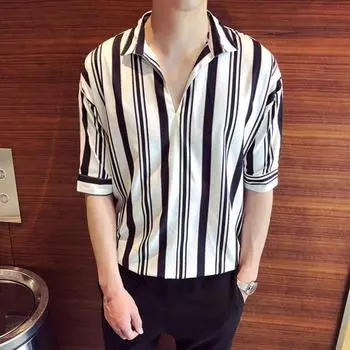 Повседневная рубашка, модный пуловер с v-образным вырезом и антипиллингом, простая повседневная тонкая свободная рубашка, верхняя мужская рубашка, повседневная одежда XL белый