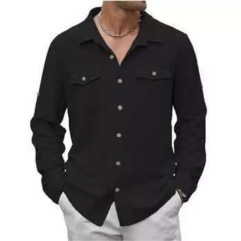 Повседневная рубашка с длинным рукавом в стиле business casual, мужская модная однотонная дышащая рубашка на весну-лето XL