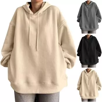 Повседневная рубашка с капюшоном для поездок на работу и бархатный свитер с длинными рукавами XL чёрный