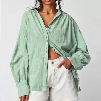 Повседневная рубашка, свободный кардиган, женский повседневный топ с длинными рукавами, однотонная рубашка с лацканами, солнцезащитная куртка, женская одежда, элегантная 29429 S бордовый