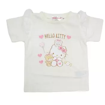 Повседневная Sanrio Hello Kitty Kuromi My Melody Cinnamoroll Футболка с коротким рукавом, принтом, вышивкой, оборками на рукавах, одежда для девочек [TAKIHYO] Детская