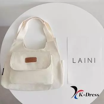 Повседневная широкая холщовая простая эко-сумка с большим карманом (3 цвета)