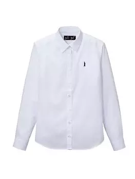 Повседневная широкая рубашка 4205114 Белый x Синий [East Boy] Устойчивая форма Moist Cure Женский (903)