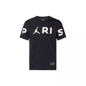 Повседневная спортивная футболка Jordan Wordmark Paris Saint-Germain с большим логотипом и принтом, мужские топы, черные CK9786-010 XS