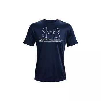 Повседневная спортивная футболка с логотипом Under Armour для тренировок, мужские топы, темно-синие 1370367-408 S