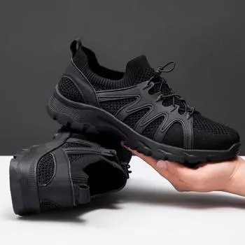 Повседневная спортивная обувь, модные мужские кроссовки для бега, кроссовки для ходьбы, сетчатые полосатые кроссовки для хайкинга, молодежные уличные кроссовки, размер 39-44 39 чёрный