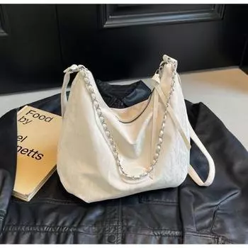 Повседневная студенческая сумка с мягкой поверхностью и большой емкостью, женская новая летняя сумка для работы и поездок на работу, модная сумка на плечо чёрный