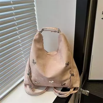 Повседневная сумка большой вместимости 2024 года, модный рюкзак для отдыха и поездок на работу, простая модная сумка-мессенджер на одно плечо чёрный