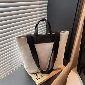 Повседневная сумка большой вместимости женская 2025 новая универсальная холщовая сумка классная сумка через плечо сумка премиум-класса чёрный