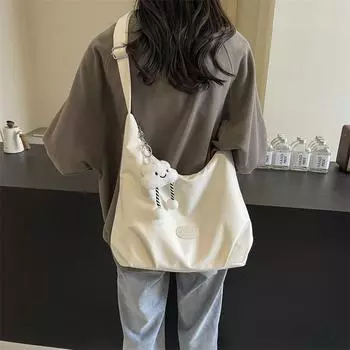 Повседневная сумка большой вместимости, женская, новинка 2024 года, мягкая, свободная, через плечо, сумка-мессенджер для студентов колледжей, сумка для подмышек