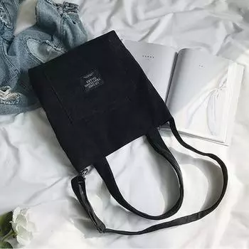 Повседневная сумка через плечо Corduroy – универсальная сумка через плечо для женщин и студентов чёрный