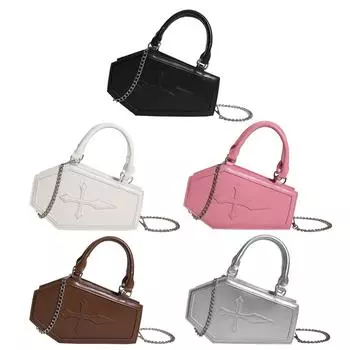 Повседневная сумка через плечо из искусственной кожи в форме гроба, женская дорожная сумка через плечо, большая вместительная однотонная модная сумка-саквояж с верхней ручкой чёрный