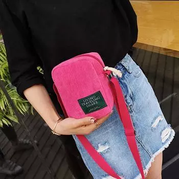 Повседневная сумка через плечо, простая вельветовая сумка небольшого размера коричневый