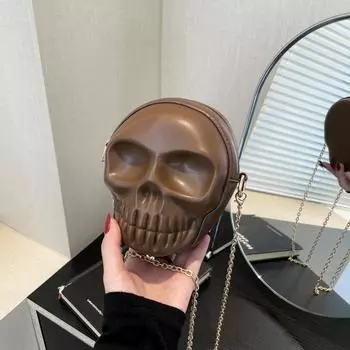 Повседневная сумка через плечо Y2K, Хэллоуин, забавная, милая сумка с дьяволом-призраком, женские сумки, кожаный кошелек на молнии, ПУ сумки, женские сумки кроссбоди 12.5x8x15cm коричневый