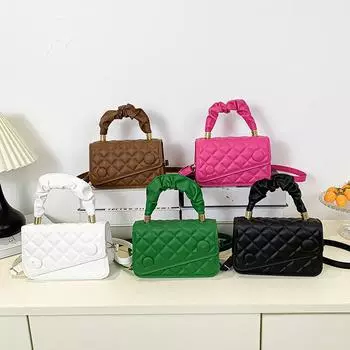 Повседневная сумка через плечо женская 2024 новый весенний тренд модная сумка женская простая вышитая нитью ромбовидная сумка белый