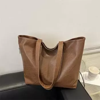 Повседневная сумка через плечо женская осенне-зимняя студенческая классная дорожная мягкая поверхность большая вместимость простая большая сумка коричневый