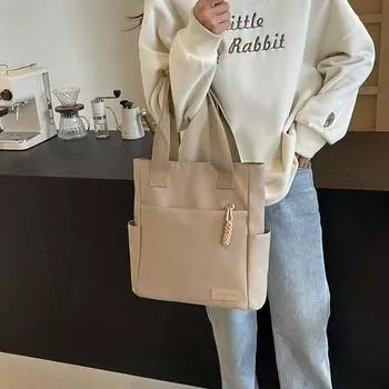 Повседневная сумка через плечо женская сумка большой вместимости японская холщовая сумка студенческая классная сумка женская универсальная сумка подмышкой One Size чёрный