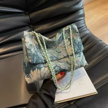 Повседневная сумка через плечо женская сумка нишевая трендовая большая вместительная сумка 2024 летняя новая модная простая сумка женская синий