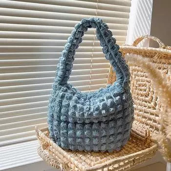 Повседневная сумка через подмышку, плиссированная сумка, женская, 2024, новая популярная трендовая сумка, модная простая сумка через плечо чёрный