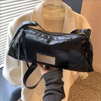 Повседневная сумка через подмышку в иностранном стиле, женская простая сумка-подушка через плечо, высококачественная мягкая кожаная сумка-мессенджер серебряный