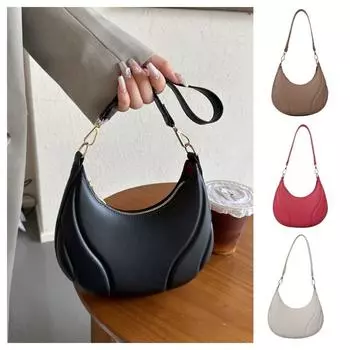 Повседневная сумка из искусственной кожи Tote Underarm Bag Portable Crescent Bag Girls чёрный