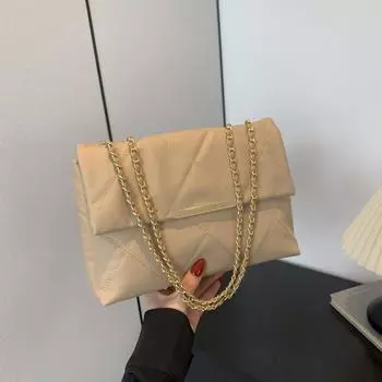 Повседневная сумка-мессенджер для поездок на работу, модная и простая маленькая квадратная сумка, весна 2024, новая женская сумка через плечо с цепочкой чёрный