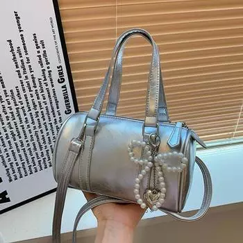 Повседневная сумка-мессенджер в стиле ретро, повседневная модная сумка-цилиндр большой вместимости, весна 2024, новая корейская версия, простая сумка через плечо Small чёрный