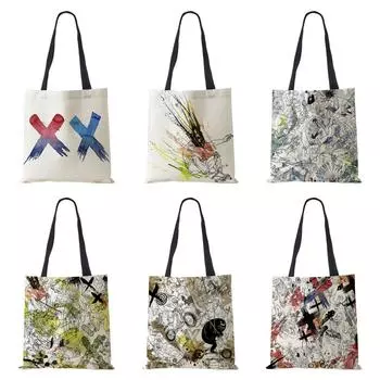 Повседневная сумка на плечо с абстрактным принтом, женская парусиновая многоразовая сумка для покупок, 2022 Harajuku, школьная сумка для путешествий, пляжная сумка