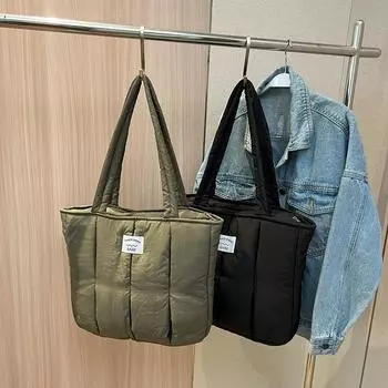 Повседневная сумка с верхней ручкой, большая вместимость, женская сумка-тоут через плечо, с хлопковой подкладкой, однотонная, мягкая, портативная, дизайнерская, для офиса и путешествий чёрный