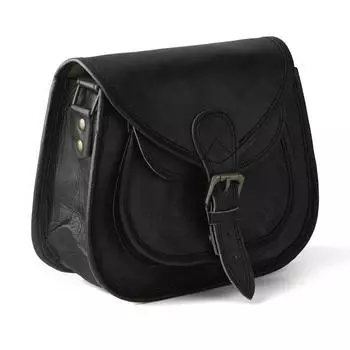 Повседневная сумка-слинг из козьей кожи для девочек и женщин, черная сумка через плечо. 9 x 7 x 3 in чёрный