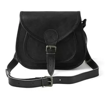 Повседневная сумка-слинг из козьей кожи для девочек и женщин, черная сумка через плечо. 9 x 7 x 3 in чёрный