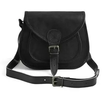 Повседневная сумка-слинг из козьей кожи для девочек и женщин, черная сумка через плечо. 9 x 7 x 3 in чёрный