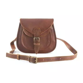 Повседневная сумка-слинг из козьей кожи для девочек и женщин. Стильная коричневая сумка через плечо. 9 x 7 x 3 in коричневый