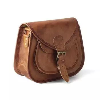 Повседневная сумка-слинг из козьей кожи для девочек и женщин. Винтажная сумка через плечо. 9 x 7 x 3 in дубильная кора