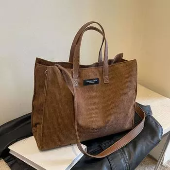 Повседневная сумка-тоут из мягкого вельвета, сумки через плечо для женщин, женские, большие вместительные офисные сумки, сумка для покупок через плечо 35x12.5x29cm чёрный