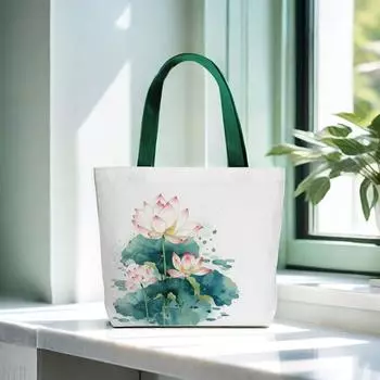 Повседневная сумка-тоут с цветком лотоса, женская сумка через плечо, модная сумка с цветком лотоса для леди Style 1