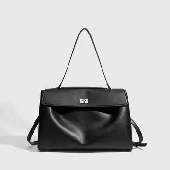 Повседневная сумка-тоут в студенческом стиле, мягкая кожаная сумка через плечо, сумка высокого класса для поездок на работу чёрный