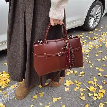 Повседневная сумка в стиле ленивой моды большой вместимости, сумка-ведро для воды, ретро-сумка однотонного цвета, мягкая сумка-тоут