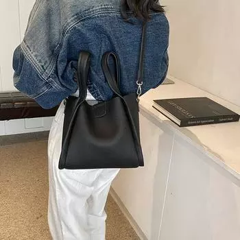 Повседневная сумка-ведро для поездок на работу, женская сумка, маленькая, свежая, простая, модная сумка-мессенджер, большая вместимость, переносная сумка через плечо, сумка-ведро кофейный