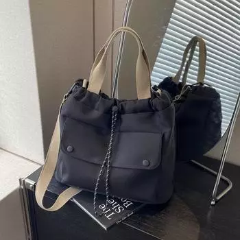 Повседневная сумка женская 2024 новая сумка-мессенджер холщовая сумка через плечо большая вместительная сумка класс пригородная сумка бежевый