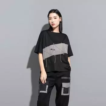 Повседневная свободная футболка с коротким рукавом, женская летняя футболка M