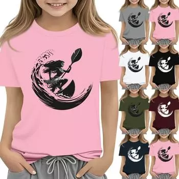 Повседневная свободная футболка с принтом «Пасха» для мальчиков и девочек, круглый вырез, короткий рукав, свитер 140