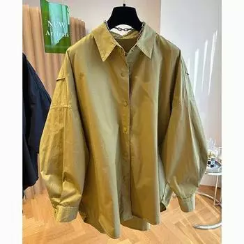 Повседневная свободная хлопковая блузка с рукавами-фонариками, женские офисные рубашки на пуговицах, модные женские однотонные винтажные элегантные топы Blusas 29582 M абрикосовый