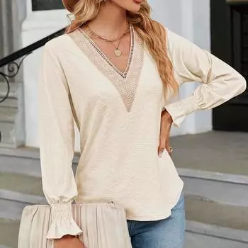 Повседневная свободная женская блузка, полосатые женские топы, модные женские рубашки с длинным рукавом и v-образным вырезом, 2023, офисная женская одежда 28420 S розовый