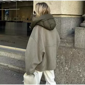 Повседневная свободная женская куртка с капюшоном, однотонная лоскутная молния, теплые пальто с длинными рукавами, осень-зима, женская шикарная уличная верхняя одежда, женское шерстяное пальто, уличная одежда XS