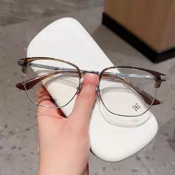 Повседневная титановая оправа для бровей в стиле ретро, оправа для очков с круглым лицом, может сочетаться с близорукостью и защитой от синего луча